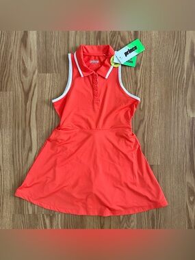 Prince Coral Athletic Polo Dress with White Trim Youth Small